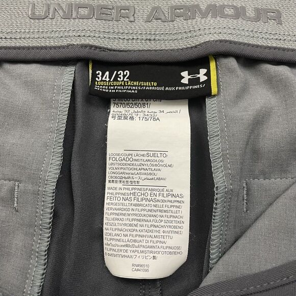 Under Armour Men's W34 x L30 Gray Flat Front Polyester Chino Golf Pants - Picture 6 of 8